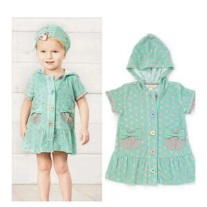 Matilda Jane Size 6-12 months Aqua polka dot swim coverup
